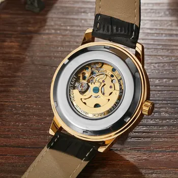 De lux SHENHUA Brand Unic Mens Automatic Ceasuri Mecanice Schelet Gear Cadran Real Bandă de Piele Ceasuri Pentru Bărbați, cele mai Bune Cadouri