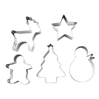 De Vânzare la cald 5pcs/set Metal din Oțel Inoxidabil Merry Christmas Tree Mănuși Bell Șosete și floare de zăpadă Biscuiți Freze Instrumente
