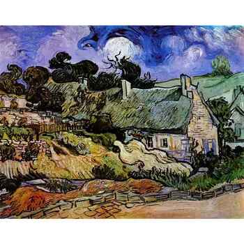 De înaltă calitate Vincent Van Gogh picturi în Ulei reproducerea Case cu Acoperiș de Paie Cordeville pictate manual modern art decor acasă