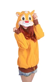 Desene animate veveriță Jachete cu maneci Lungi cu fermoar pălărie Cosplay Costum veveriță Bărbați Femei Hoodies Animale Cosplay Jachete