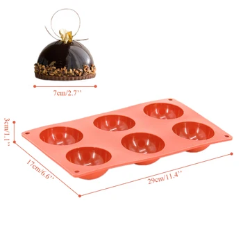 DIY Matrite din Silicon 6 Cavitatea Jumătate de Cerc în Formă de vas de Copt de Silicon Tort Mucegai Pentru a Face Deserturi de Ciocolată Decorare