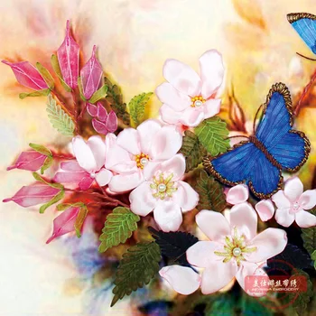 DIY Panglica Broderie Floare Fluture Picturi Beadwork lucru Manual Meserii cruciulițe Kituri de Arta de Perete Decor Acasă C-0205