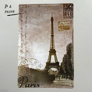 DL-Celebra Clădire turnul Eiffel carte poștală Tablă de Metal sign Bara de Metal Antic Pictura Decor pentru Acasă Club