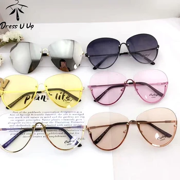 DRESSUUP de Moda de Lux ochelari de Soare pentru Femei Brand Pilot Vintage Nuante de Culoare Clar fără ramă Brillen Oculos De Sol Feminino Mujer
