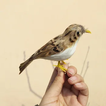 Drăguț 12cm mini sparrow model de jucărie din plastic & blanuri simulaiton vrabie mic jucărie cadou 1049