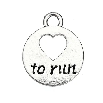 Forma mea Placate cu Argint Antic Inima de Dragoste Pentru a Rula Maraton de Funcționare Farmece Forma Rotunda de Bijuterii Brățară Face en-Gros 20buc mult