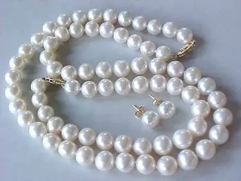 Free P&P *****Amazing un set de natural 10mm Akoya alb perla colier bratara cercei