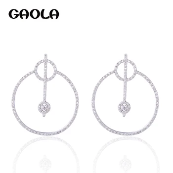 GAOLA Brand de Bijuterii Clar Cubic Zirconia Forma Rotunda Legăna Cercei Pentru Femei Bijoux GLE7255Y