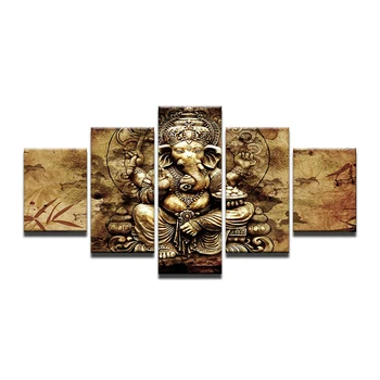 HD moderne Imprimate Panza Postere Decor Acasă 5 Piese India Ganesha Picturi Fara rama de Perete de Arta Trompa lui Dumnezeu Imagini