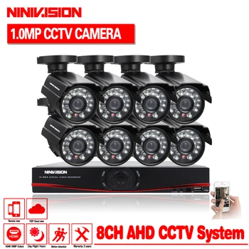 HDD de 1TB cu 8pcs AHD 720P 1.0 MP Camera de securitate CCTV Sistem 8channel AHD-NH DVR Kit 8ch HDMI 1080P DVR NVR sistem de viziune de noapte