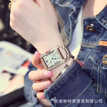 HK GUOU Brand Gold Ceas din Oțel Moda retro Piața Diamant brățară Doamnelor Cuarț Lux Femeie Cadou Ceasuri de mana