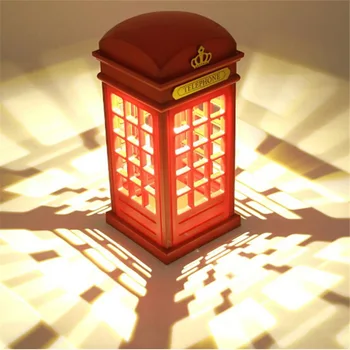 Hot Nou Sosire Design Elegant Retro Londra Telefon Booth Design USB Reîncărcabilă LED Touch Lumina de Noapte Lampa