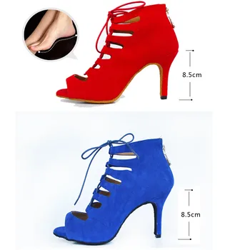 HXYOO Femei Profesionale Tango Flanel Pantofi de Dans Albastru Negru Cut-Out Doamnelor Salsa Dans Roșu Purpuriu Pantofi WK038