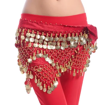 Ieftin Imbracaminte Femei Practică Îmbrăcăminte Triunghi Hip Eșarfă Colorat Stras Reglabile Se Potrivesc 300 De Monede De Aur De Dans Din Buric