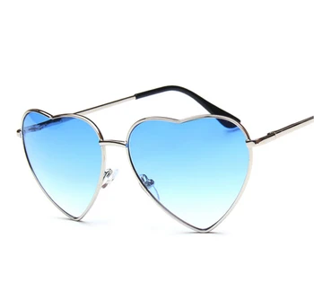 Inima în Formă de ochelari de Soare pentru Femei Brand Design Retro Aliaj Metal de Reflexiv Obiectiv de Moda Ochelari de soare Barbati Oglindă oculos de sol