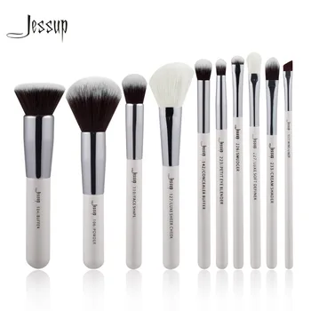 Jessup Marca Pearl Alb/Argintiu Set de Pensule Machiaj Profesional Make up Brush kit de Instrumente de Pudră Tampon Obraz Shader