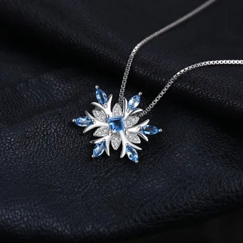 JewelryPalace Fulg de nea Reale Swis Topaz Albastru Solid Argint 925 Pandantiv Bijuterii Fine pentru femei Nu Includ Lanțul