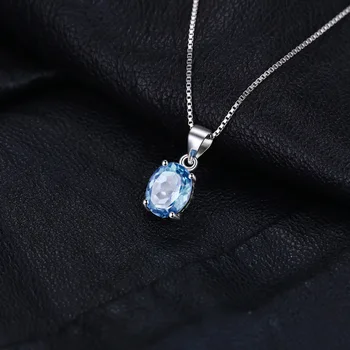 JewelryPalace Oval 2.1 ct Naturale Sky Blue Topaz Piatra Solitaire Pandantiv Argint 925 Nu Include un Lanț Nou
