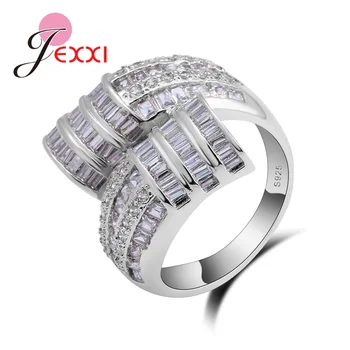 JEXXI Cupluri Inel Design Neutru Neregulate Argint 925 Inele Cu Strălucitoare AAA+ Zircon Alb Mai bun Cadou de Ziua