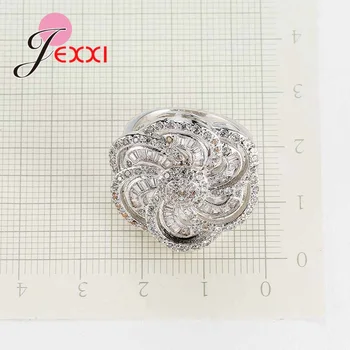 JEXXI Destul de Drăguț Argint 925 CZ Inel Zirconiu Cubi de Bijuterii de Mireasa Strălucitoare Gol Flori Anillos Dimensiuni de 6-10 en-Gros