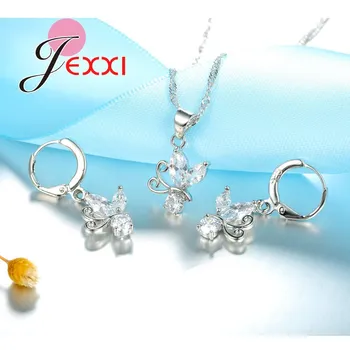 JEXXI Fermecător Brand Set Bijuterii Pentru Femei Zirconiu Cubi de Cristal Moda Argint 925 Nunta Nupțial Bijuterii Set Bijoux Femme