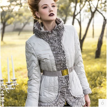 Jos jacheta brand 2017 Geaca de Iarna Femei Hanorac Scurt Flounced îmbrăcăminte exterioară pentru Femei Palton 90% alb rață coborâșuri Jachete