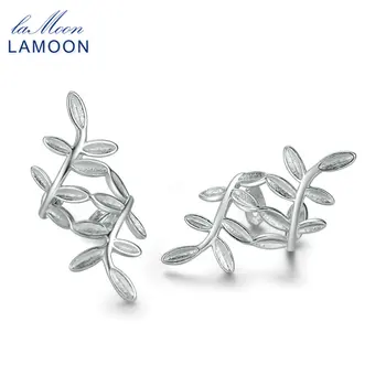LAMOON S925 Reale Argintiu Sterling Bijuterii Fine Clip Cercei pentru Femei New Sosire Ramura de maslin Frunze de Proiectare Brincos E-Y267