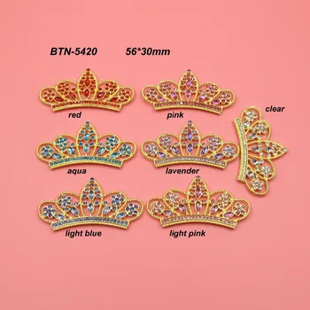 Livrare gratuita aur placare 56*30mm flatback stras tiara coroana înfrumusețarea 10BUC (BTN-5420)