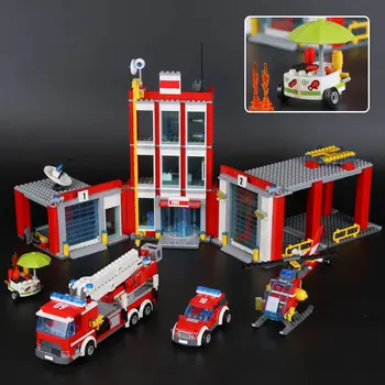 Lépin 02052 Veritabil Oras Serie Stația De Pompieri Set legoing 60110 Blocuri Caramizi Jucarii Educative Ca și Cadou de Crăciun