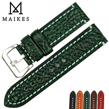 MAIKES Realizate din piele italiană de trupa ceas artizanat 20 22 24 26mm moale watchbands moda verde curea de ceas pentru ceas brand
