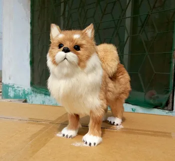 Mare 28x10x25 cm simulare Pomeranian toy realiste & real blănuri de câine model home decor cadou t163