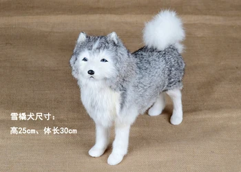 Mare 30x25cm simulare câine husky gri cu blană blană modelul de greu acasă decorare cadou de ziua h1160