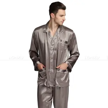 Mens de Mătase Satin Pijamale Pijama Set Sleepwear Set Body SUA S,M,L,XL,XXL,XXXL,4XL__Dedicat pentru Toate Anotimpurile