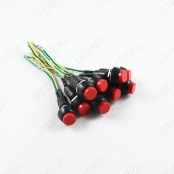 Mini Roșu Rotund Buton de Auto-blocare Panou Putere Pe Off Switch cu Cablu Pentru Masina Auto (10buc)