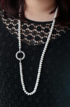 Moda de înaltă calitate Colier Lung Perle Naturale de apa Dulce Perle Bijuterii Pentru Nunta Femei 900mm