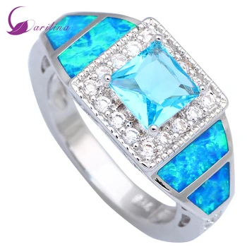 Moda Opal inele de Nunta Cerul Albastru Cubic Zirconia Inele pentru Femei Albastru Opal Argint 925 dimensiune 5 6 7 8 8.5 9 R004