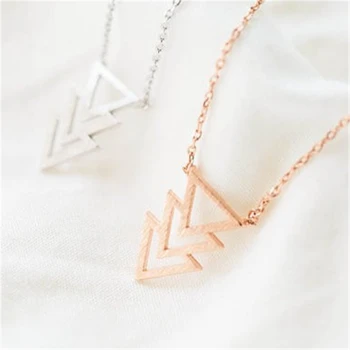 Moda suprapunerea a trei triunghiuri model colier Culoare Aur coliere pentru femei design lanț clavicula