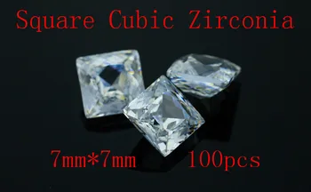 MRHUANG Strălucească!100buc/pachet Clasa AAA Clar de Cristal CZ Cubi de Formă Pătrată 7*7MM Zirconiu, Piatra DIY Margele Pentru cercei inel Bijuterii