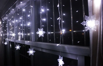 Multi-culoare 4m LED Vacanță Cortina Decor de Crăciun de Nunta Lumină Șir de Benzi 100 SMDs 18 Fulg de nea Lampa 110V/220V