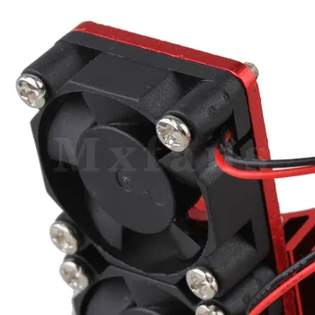 Mxfans Roșu 6cm Lungime de Aluminiu 540 550 Motor Radiator N10108 cu 2 Ventilatoare pentru RC1:10 Masina