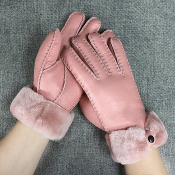 Mănuși de iarnă pentru femei manusi de blana din piele mănuși de moda elegant doamnelor cald cașmir încheietura mâinii mănuși de 5 culori