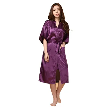 New Sosire Violet pentru Femei Haină Lungă Kimono de Baie Rochie de Mătase Faux Sleepwear Sleepshirts Pijama Mujer Marimea S M L XL XXL XXXL TB0M
