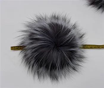 Noi Detașabil Real Blană de Vulpe Argintie Pom poms Pentru Iarnă Pălării de Blană Blană Hairball Cald Tricotate Căciuli Capace Cu Snap Accesorii