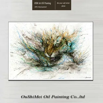 Noi Pictate Manual Ulei Tablou Modern Abstract Animale Păun Pictura De Mână Pentru Cameră Decor Perete Tigru Feroce Panza Pictura
