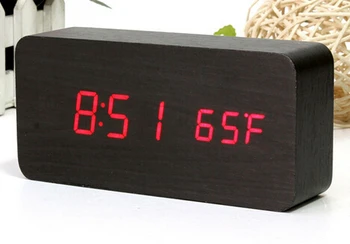 Noi Sosesc Moderne senzor de Lemn Ceas Dual led Bambus Ceas digital ceas cu alarmă Ceas cu Led-uri Arata Temp de Timp de Control Vocal