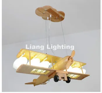 Nou Copii Avion Lampă De Pandantiv Modern Prime Din Lemn Design Pandantiv Lumini De Prindere De Copii Pentru Copii De Pat Cameră De Iluminat, Transport Gratuit
