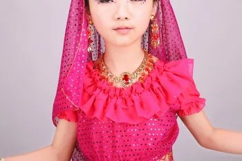Nou stil fete Belly Dance Costum Copii Dans Indian Rochie Copilul de la Bollywood, Dans, Costume, pentru Fete rosu/roz/galben 3 culori