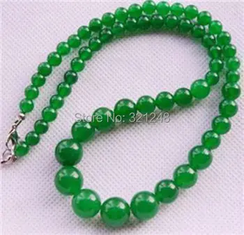 Noua moda 6-14mm verde piatra naturala calcedonie, jad-ul de bijuterii de lanț colier pentru femei elegante cadouri partid 18inch BV165