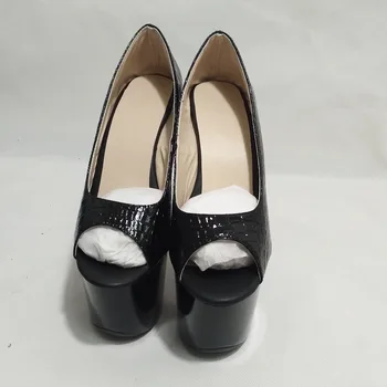 Noul 2018 partidul platforma peep toe pantofi cu toc 17 cm sexy Pompe negru