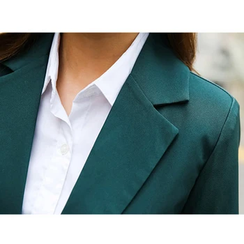Noul Sosit Femei Costum 2018 Moda Slim Birou de Afaceri OL de culoare Verde Închis Set de Sacou Formal Sacou + Pantaloni Costum Feminino de sex Feminin